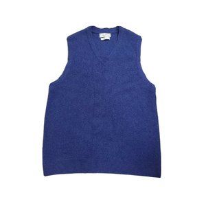 Alpa Pima Alpaca Fleece Peruvian Men's Medium Vest Knit Blue V Neck Preppy